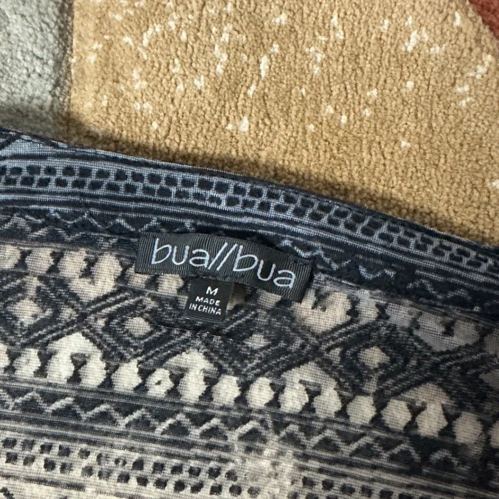 Bua Bua Bohemian Tribal Print Lace Trim Open Front Women's Cardigan Size‎ Medium